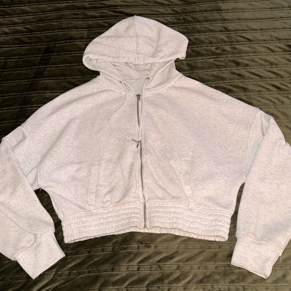 Gray Cropped Hoodie